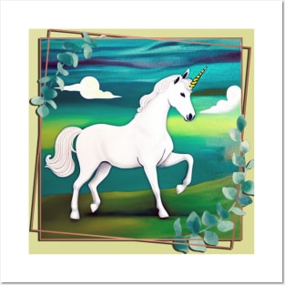 Unicorn in a Spring Field (MD23Ar006b) Posters and Art